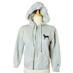 The Black Dog Gray Zipper Front Hooded Sweatshirt Pockets Women's Small